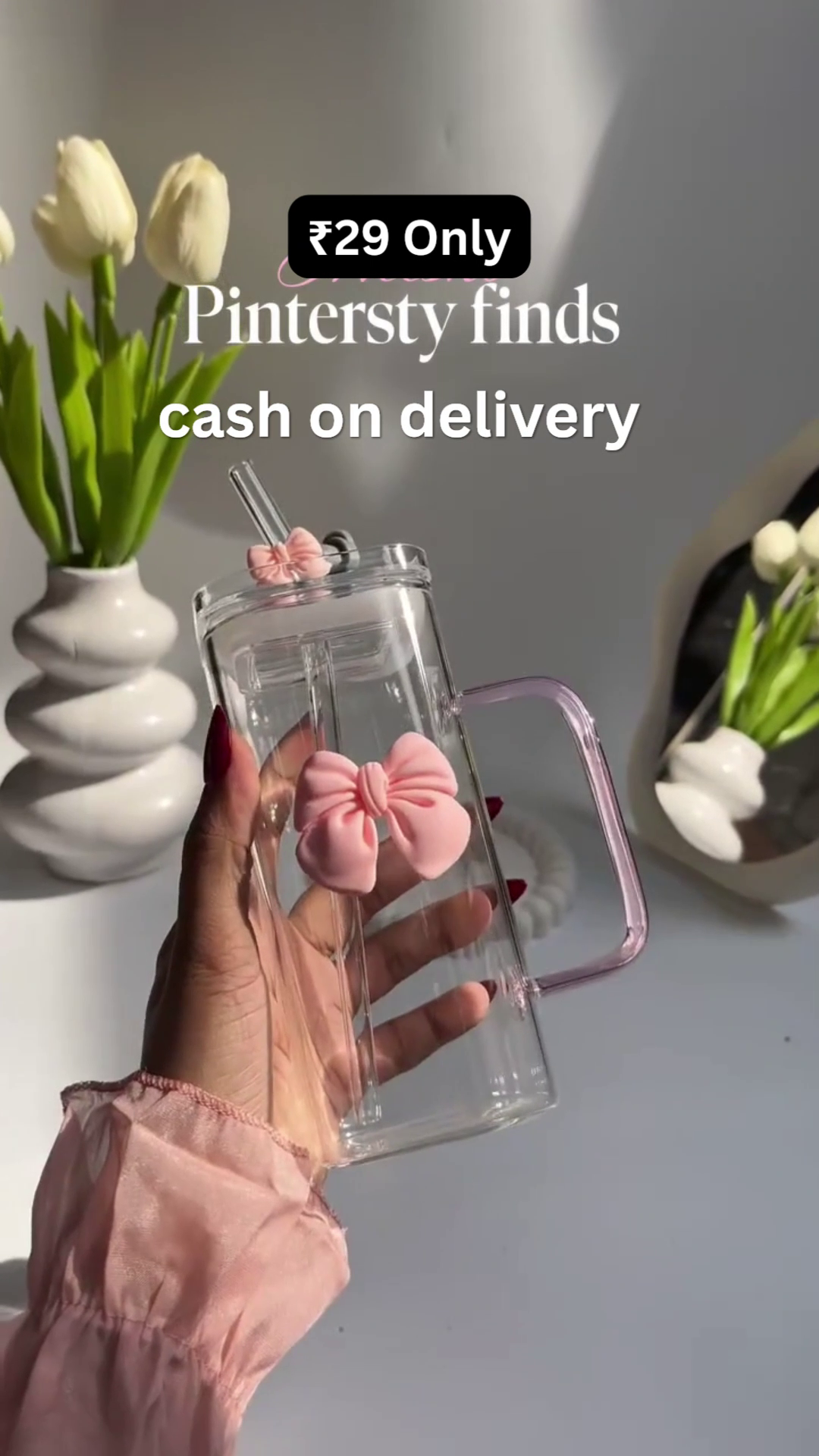 🎀 Pinterest-Inspired Pink Bow Glass Mug