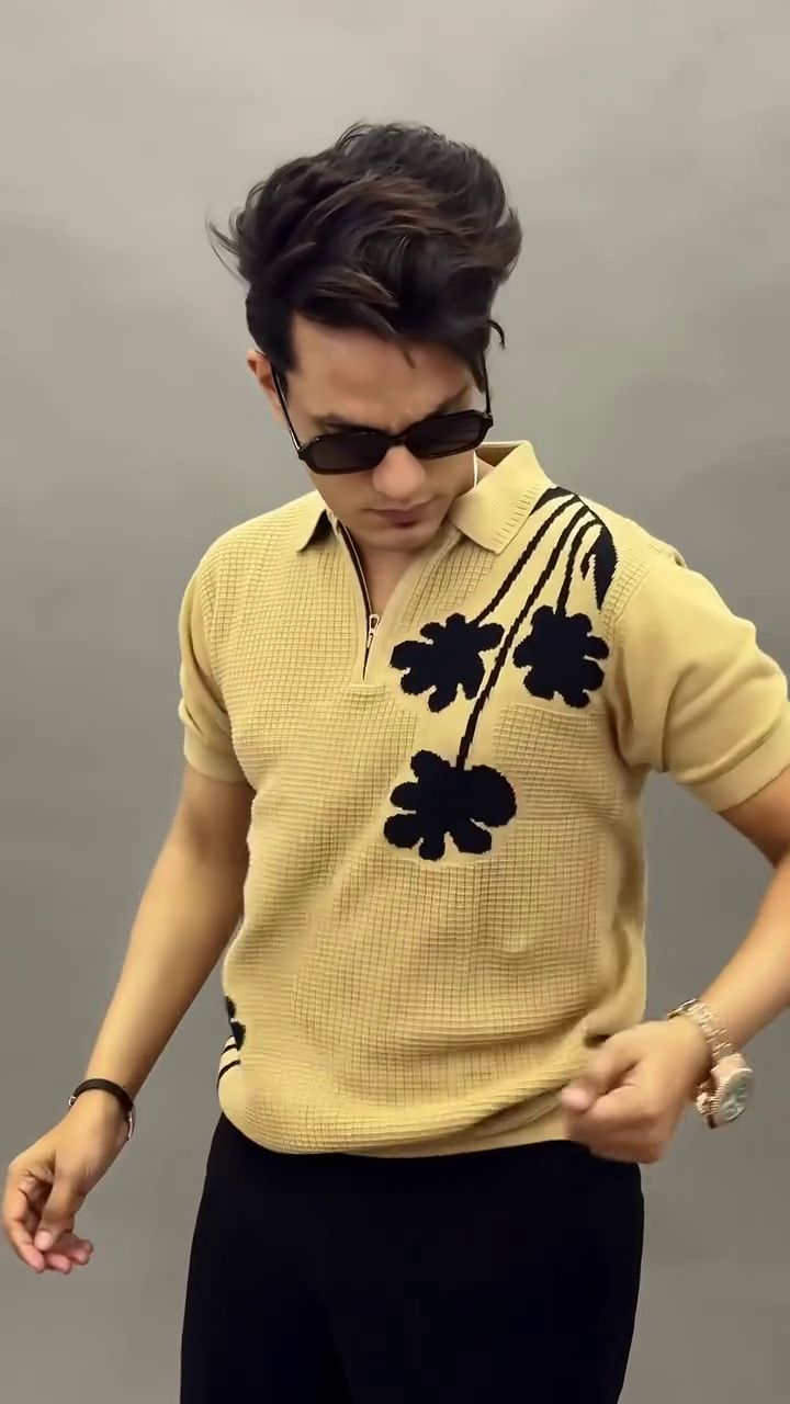 🖤 Premium Floral Knit Polo for Men